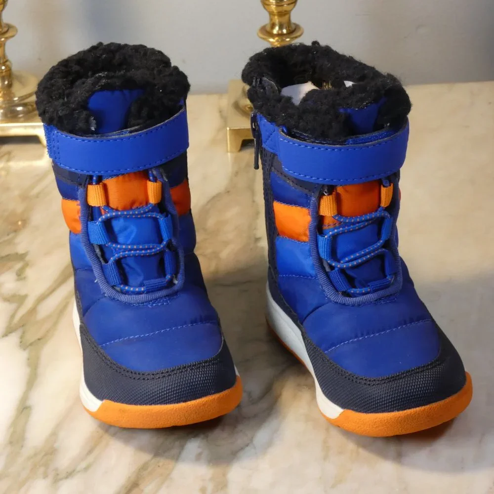 Merrell Alpine Puffer Snow Boot, Blue/Orange, 5 US Unisex Little Kid